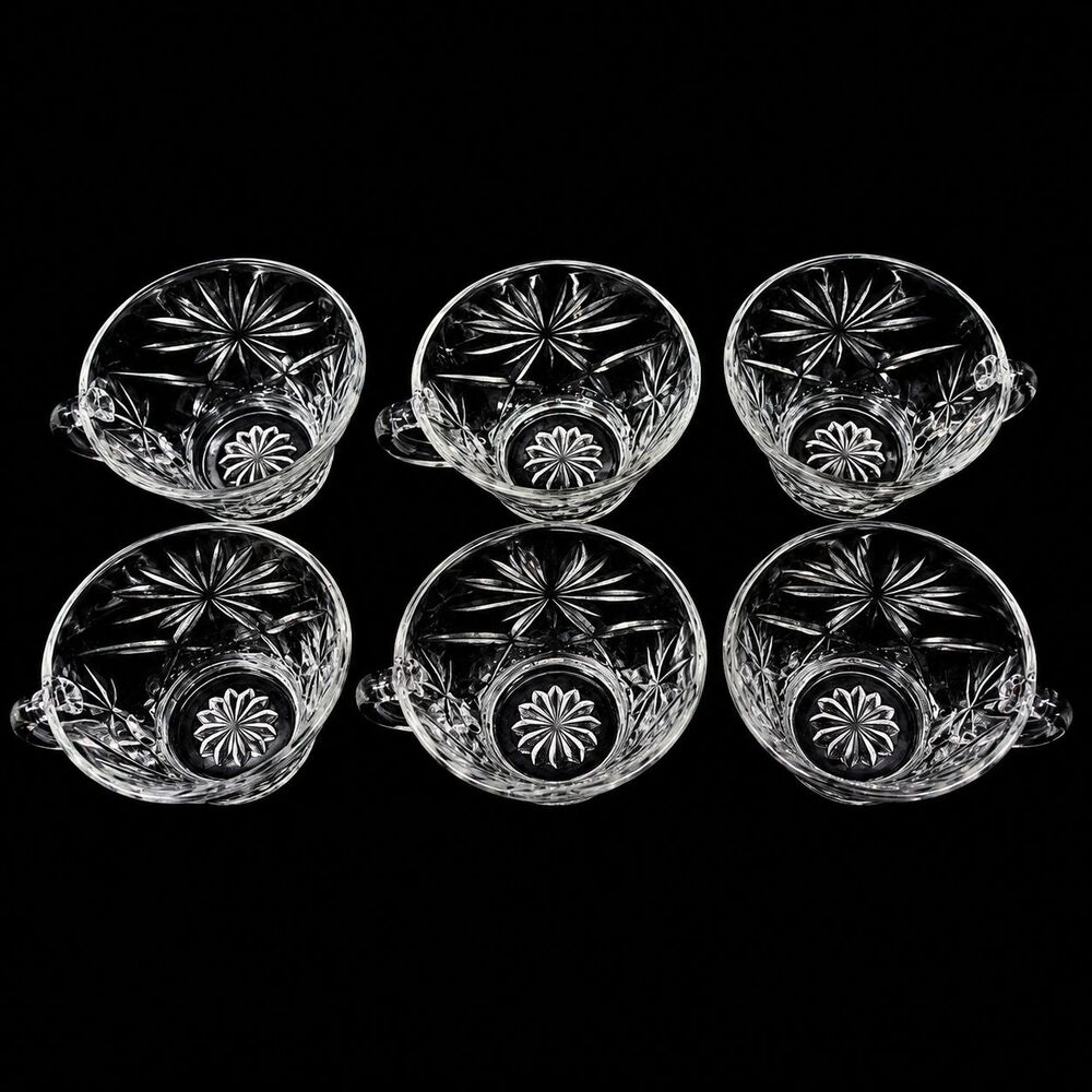 Vintage Anchor Hocking EAPC Star of David Punch Cups Clear Glass Set of 6